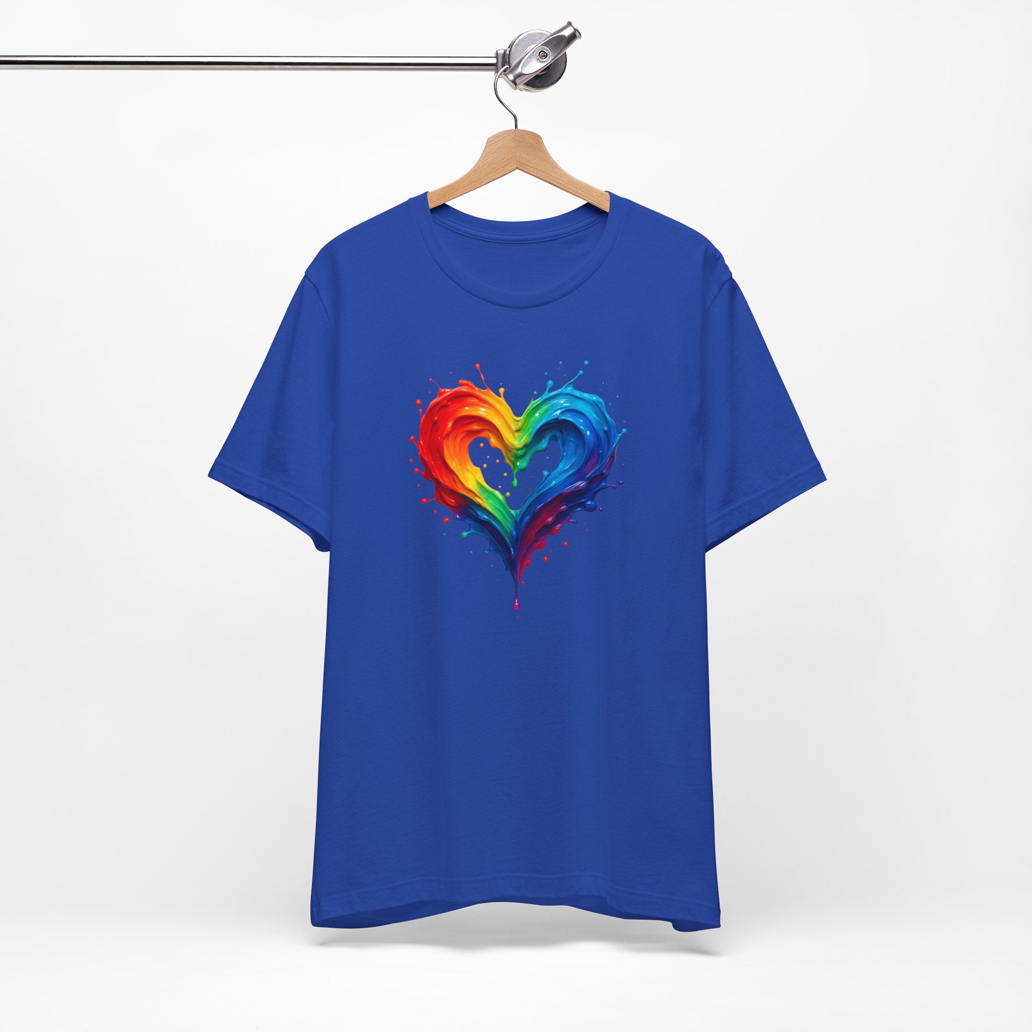 Rainbow Heart Ladies Shirt Jersey Short Sleeve Tee - Full view of the shirt's attractive design.