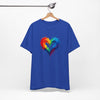 Rainbow Heart Ladies Shirt Jersey Short Sleeve Tee - Full view of the shirt's attractive design.