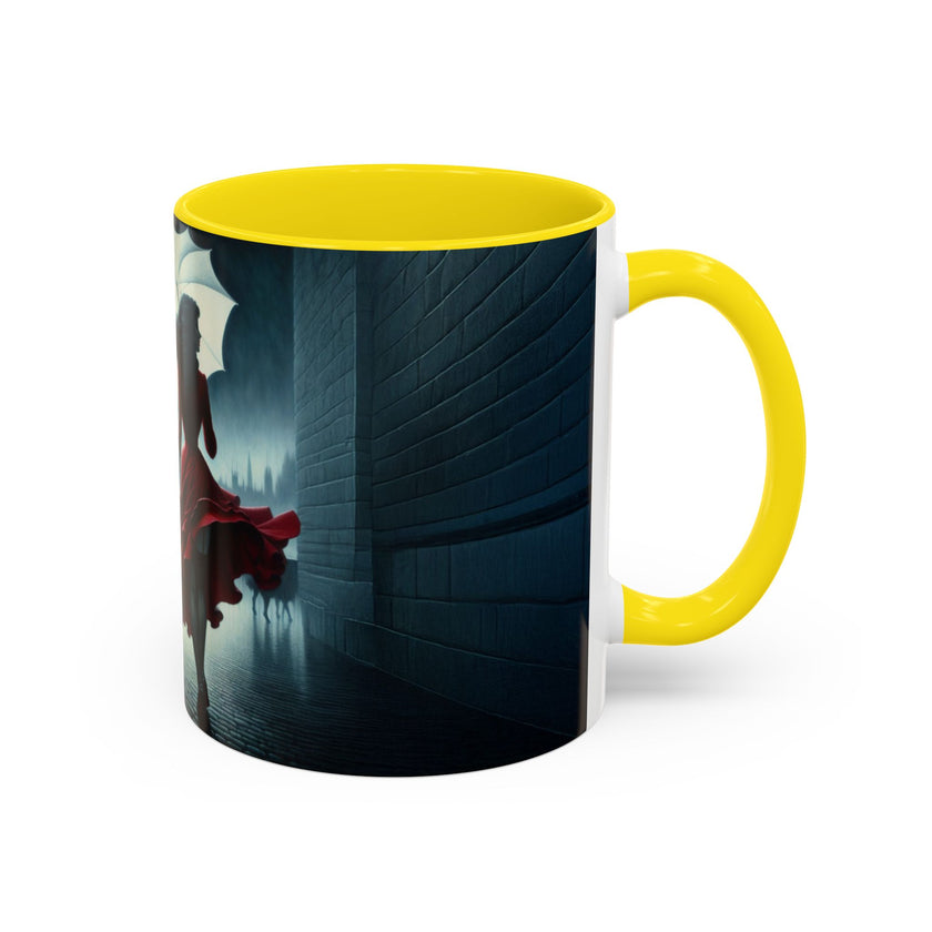 Elegant Cityscape Coffee Mug - 11oz highlighting its artistic appeal in a cozy setup.