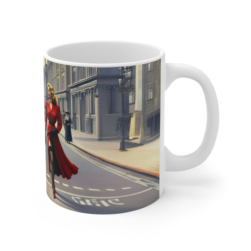 Woman  In Red, A London Policeman, London Mug, Gift for Enthusiasts, Coffee Cup, Retro, Unique, Mug, Charm, Retro, London