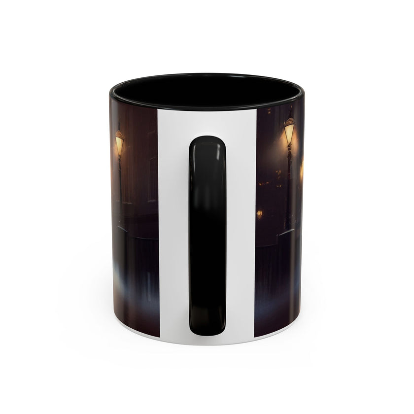 Elegant Red Dress Coffee Mug featuring a beautiful artistic scene, ideal for cozy moments.