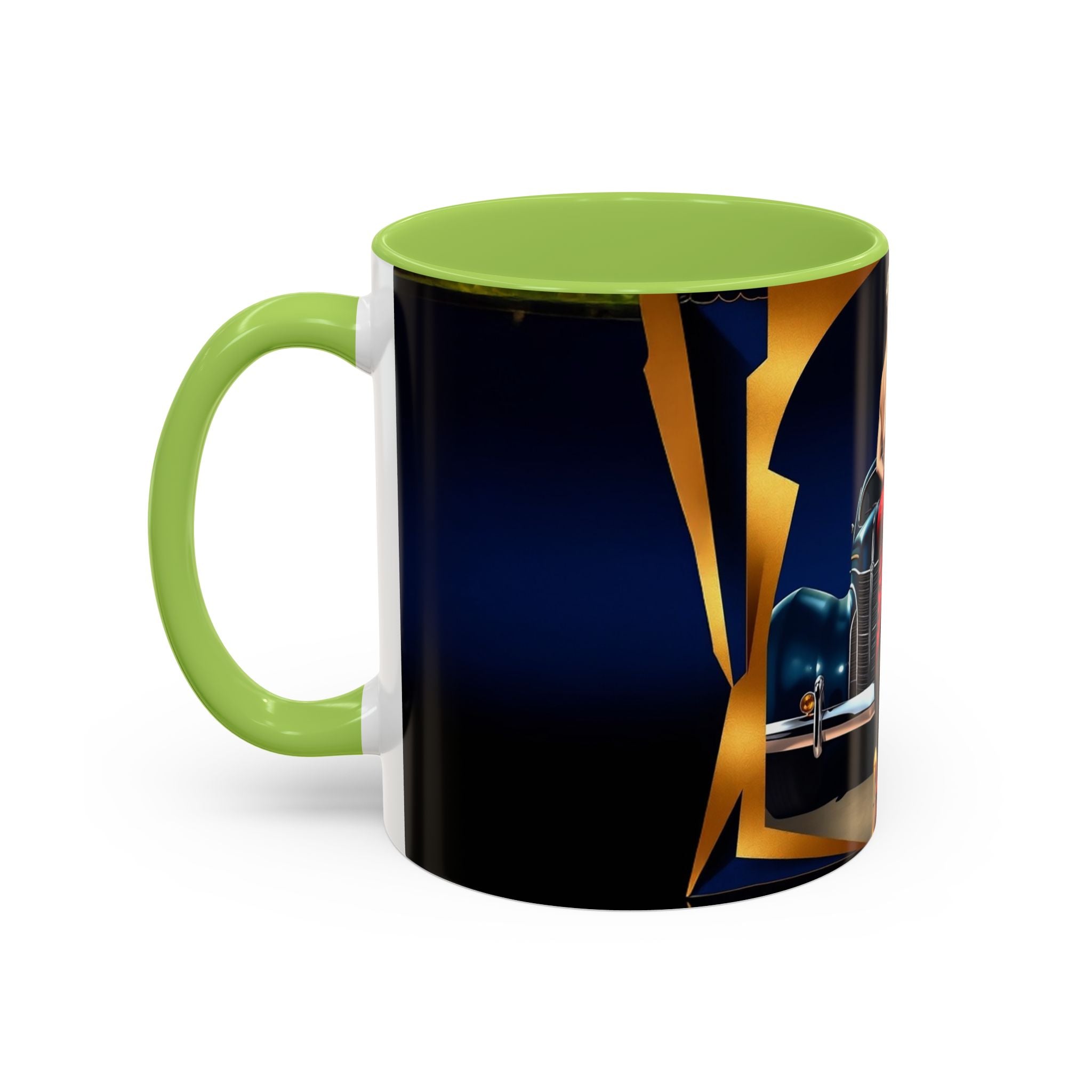 Vintage Pin-Up Coffee Mug - Classic Car Design with vivid graphics, perfect as a statement piece.
