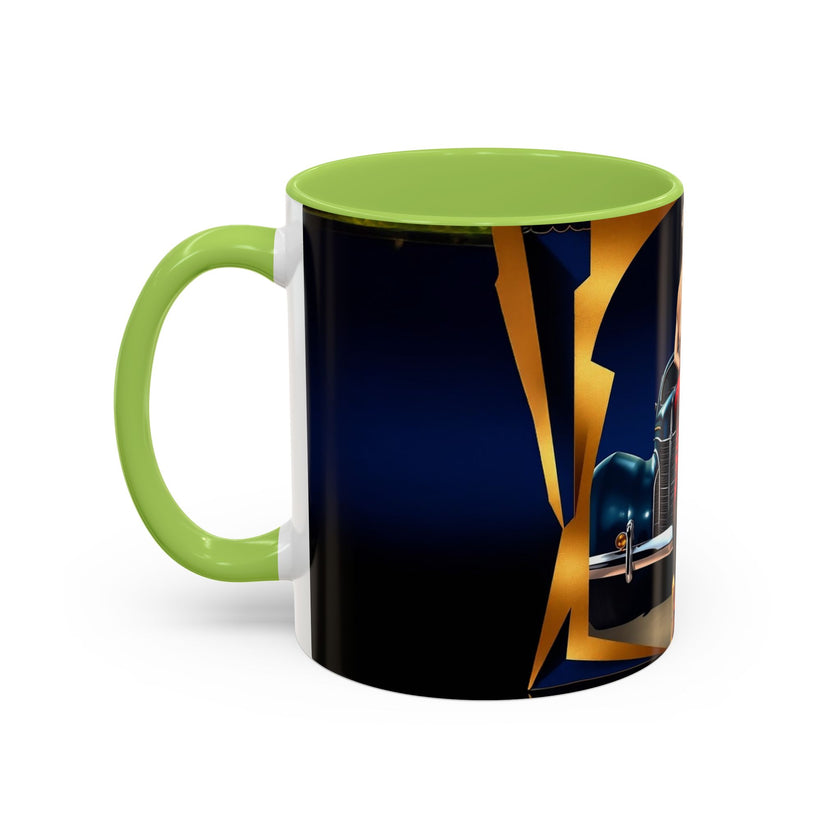 Vintage Pin-Up Coffee Mug - Classic Car Design with vivid graphics, perfect as a statement piece.