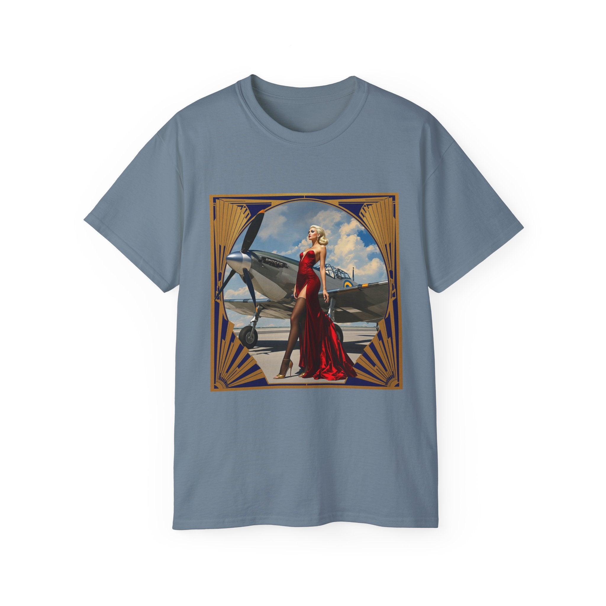 Vintage Glamour Aviation Tee, Retro Shirt, Unisex Graphic T-Shirt, Gift for Aviation Lovers, Art Deco Style Apparel