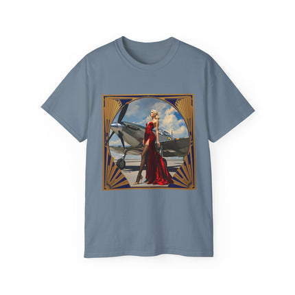 Vintage Glamour Aviation Tee, Retro Shirt, Unisex Graphic T-Shirt, Gift for Aviation Lovers, Art Deco Style Apparel