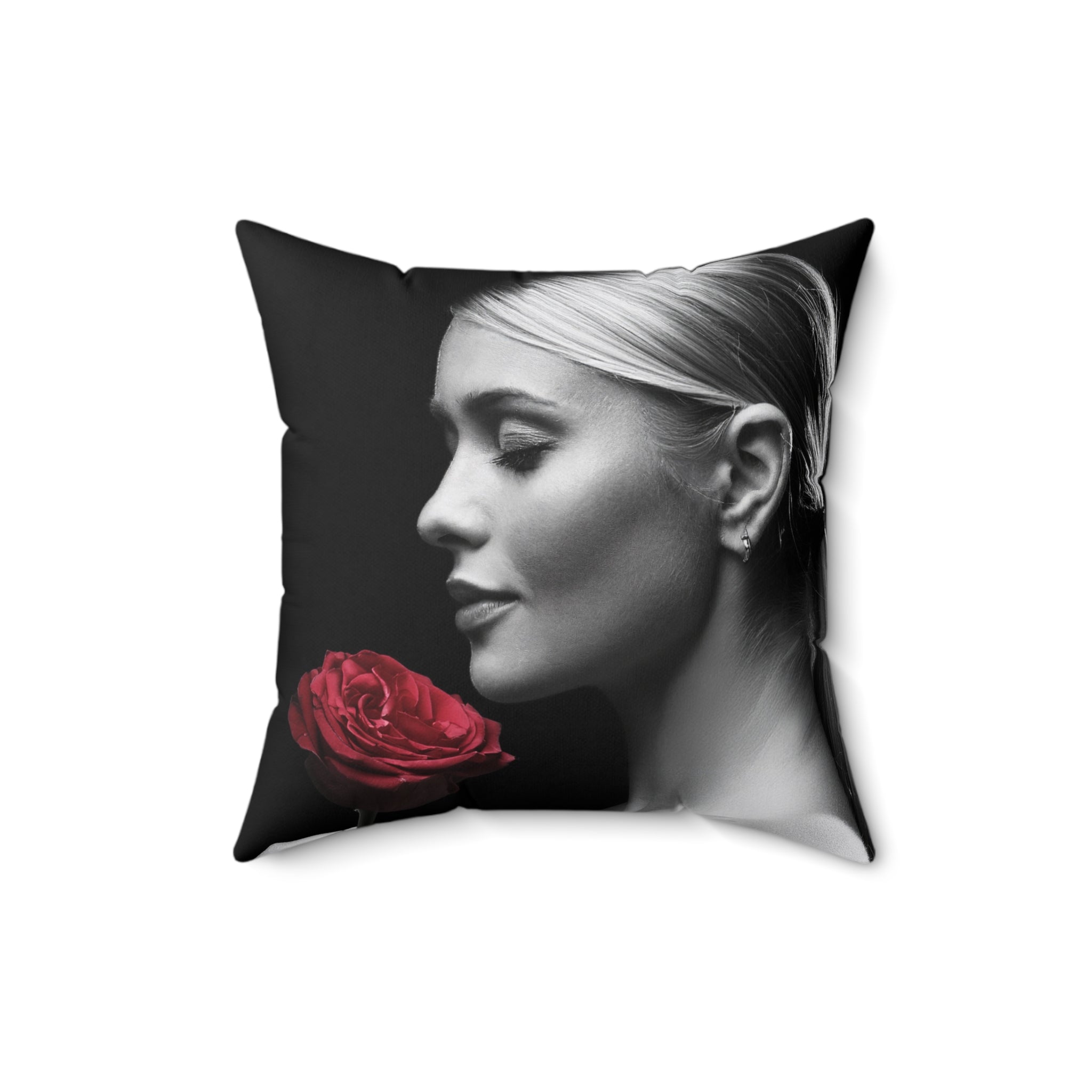 The Rose, Soft and Open, Mirrors Her Own Grace, Pillow Design