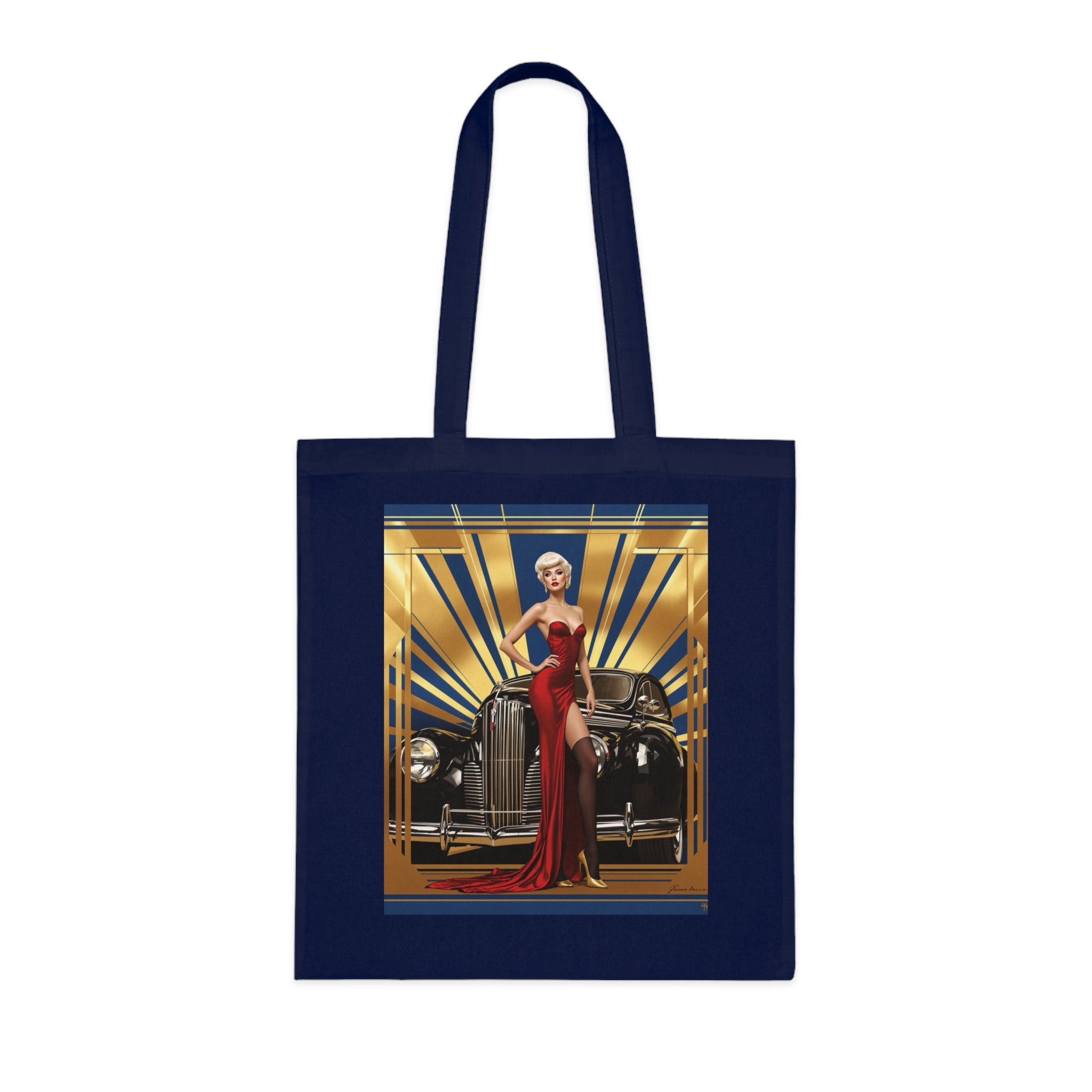 Vintage Glamour Cotton Tote Bag , Artistic Tote Bag