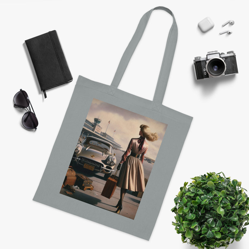 Vintage Travel Cotton Tote Bag - Stylish & Functional Artistic Tote Bag