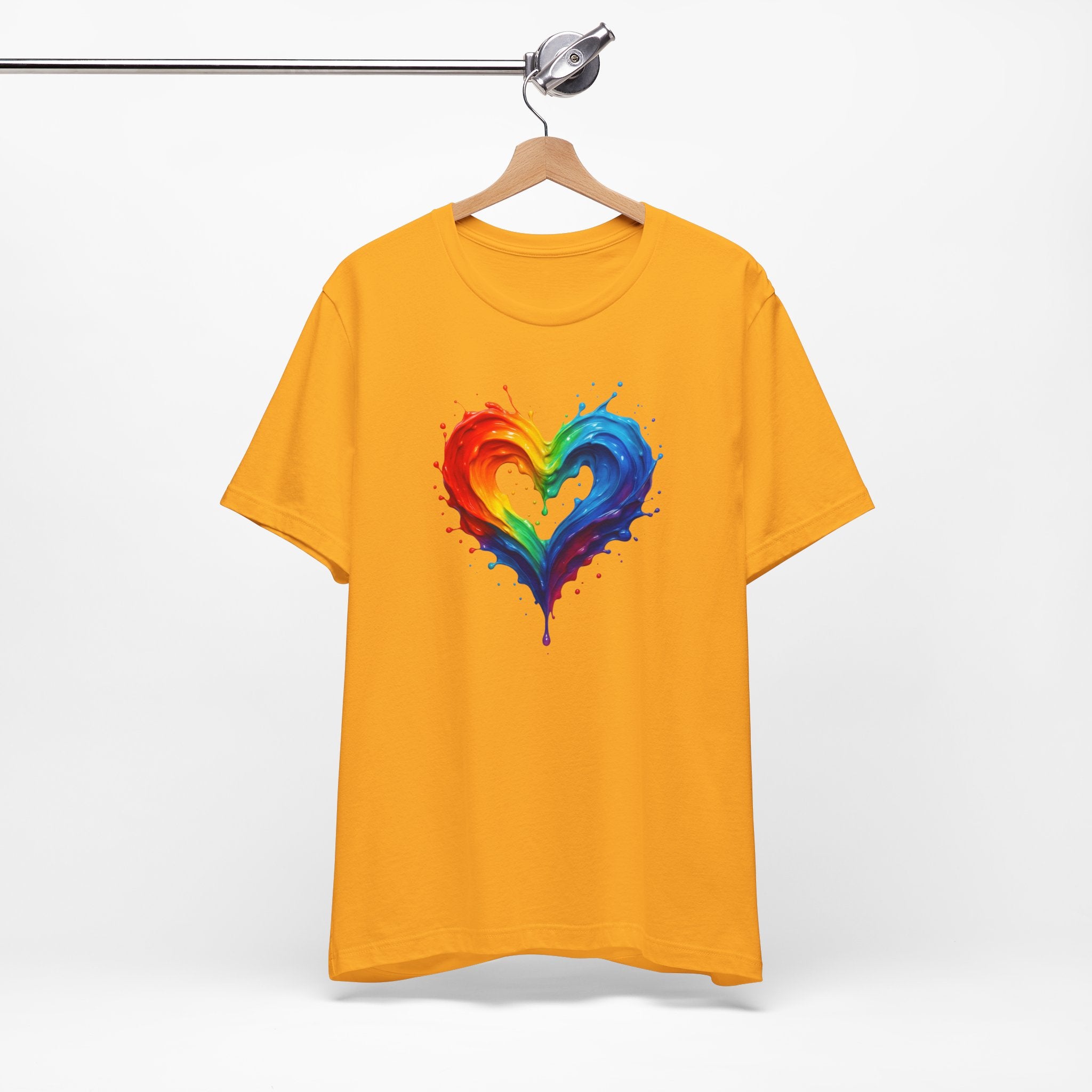 Rainbow Heart Ladies Shirt Jersey Short Sleeve Tee - Soft and breathable fabric perfect for lounging.