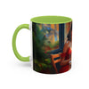 Parisian Dream Coffee Mug - 11oz beside a beautiful plant enhancing a cozy coffee corner.
