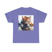 Cute Cat Unisex Heavy Cotton Tee, Cat Lover Gift, Animal Tee, Cozy Wear, Everyday Fashion, Fun Gift Idea
