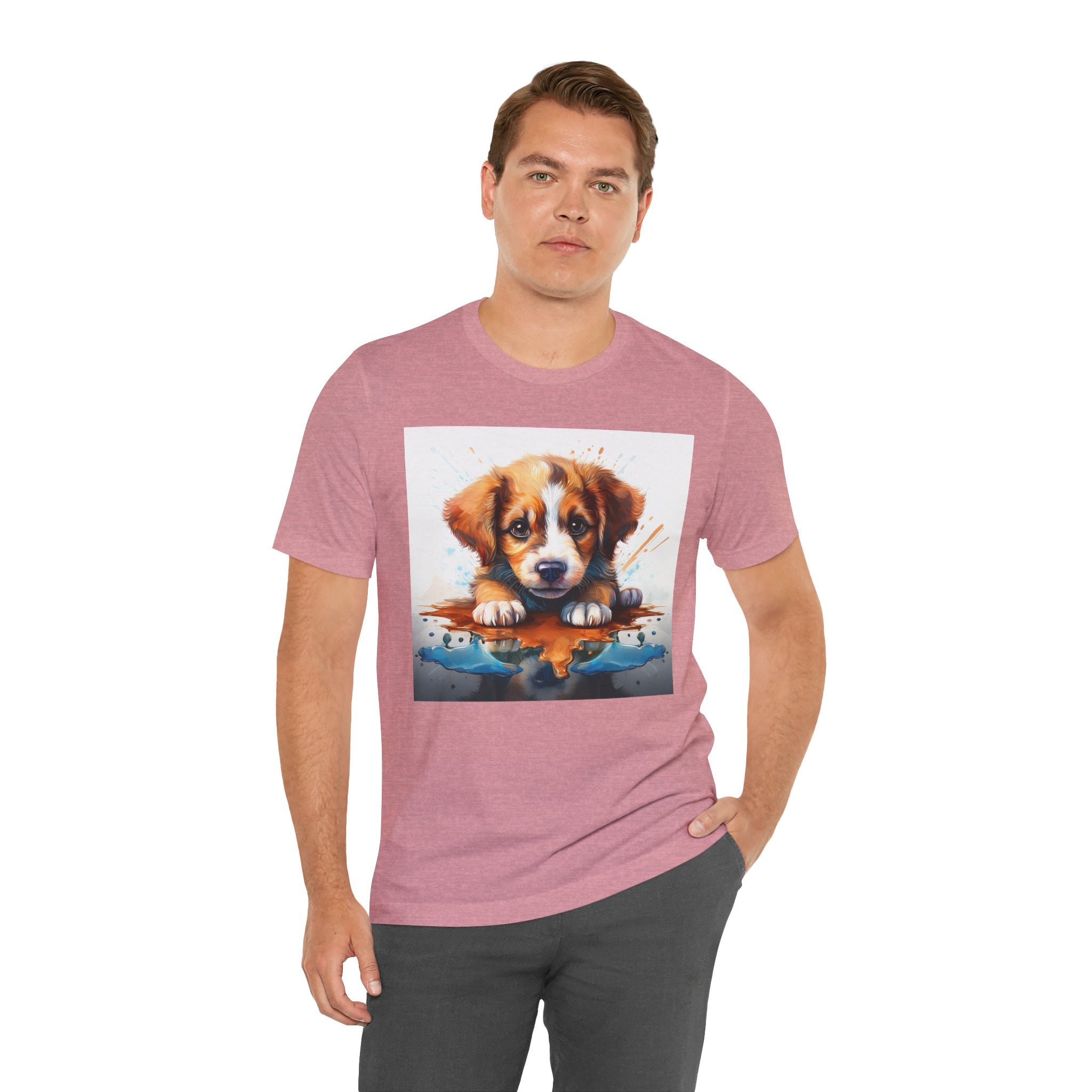 Adorable Puppy Art Tee, Cute Dog Lover's T-Shirt, Casual Gift for Animal Lovers, Gift for Him, Pet-Themed Apparel, Fun Birthday Gift
