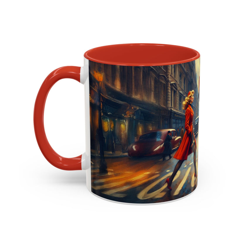 Vintage-Inspired Cityscape Accent Coffee Mug - 11oz & 15oz with artistic prints to elevate morning coffee.