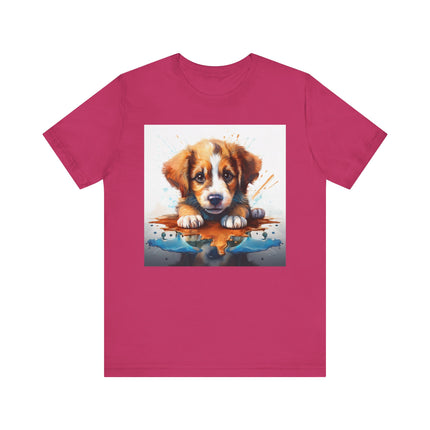 Adorable Puppy Art Tee, Cute Dog Lover's T-Shirt, Casual Gift for Animal Lovers, Gift for Him, Pet-Themed Apparel, Fun Birthday Gift