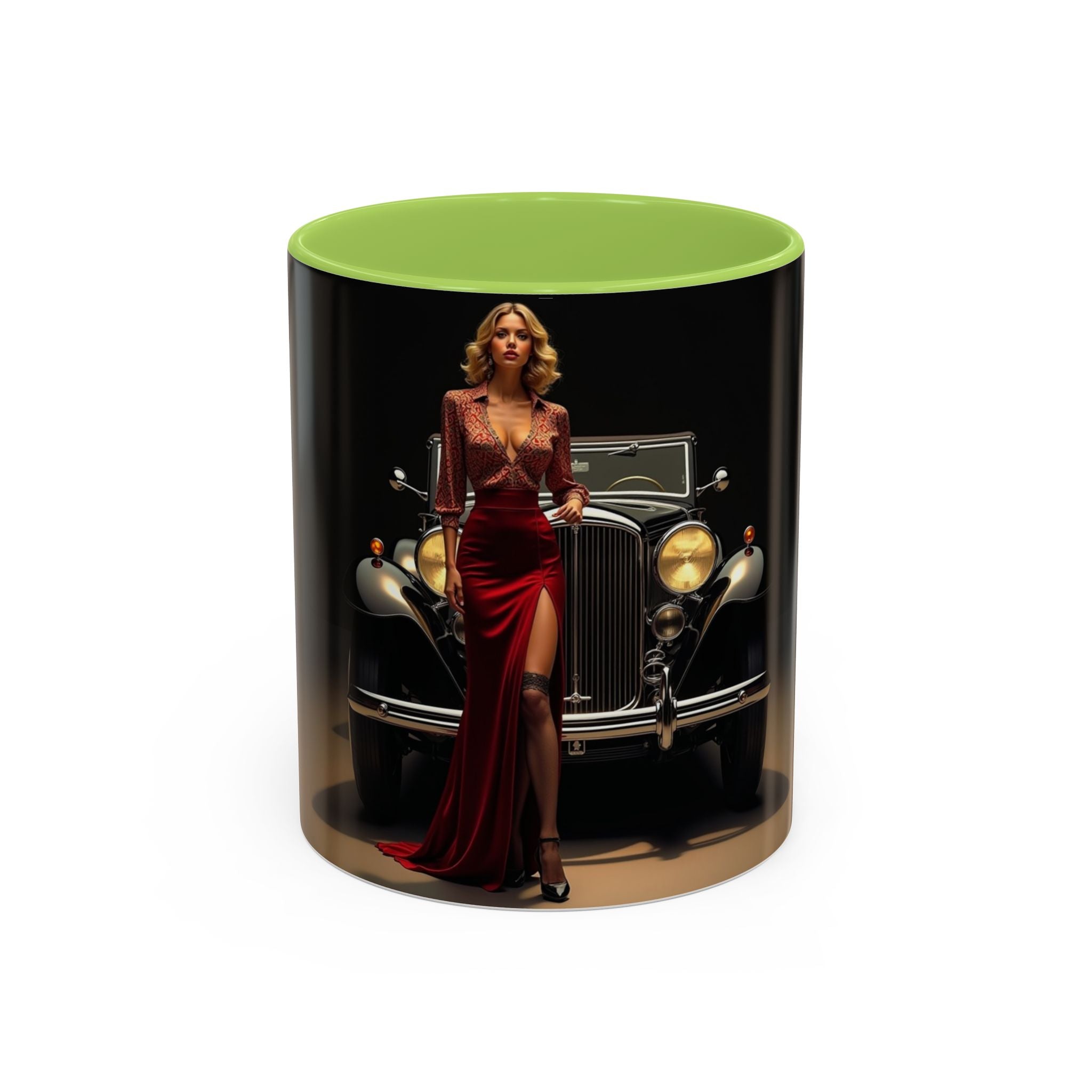Vintage Glamour Coffee Mug - 11oz next to a colorful breakfast spread for vibrant mornings.
