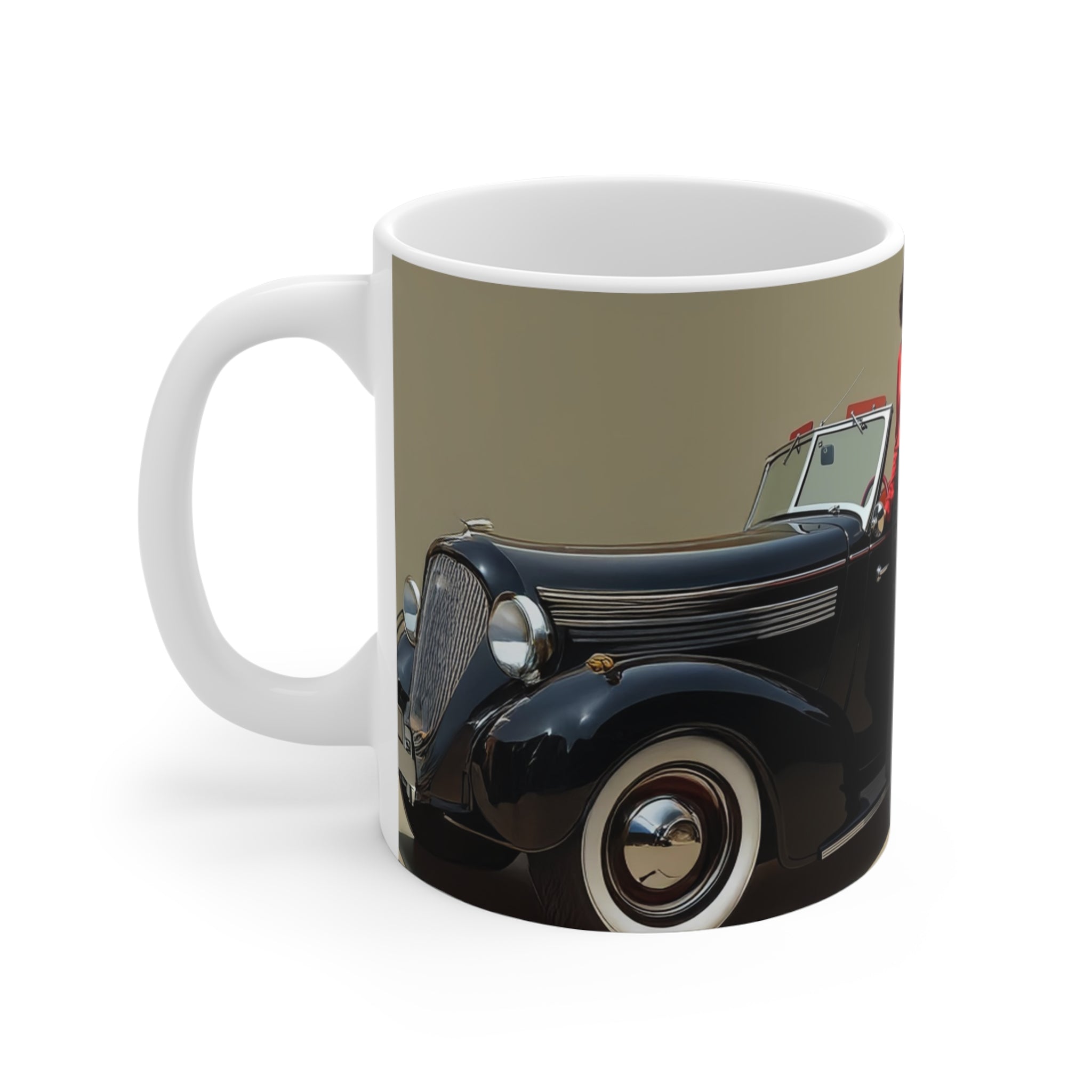 Glamour  Dress,  London Mug, Enthusiast Gift, Coffee Cup, Retro, Unique, Mug, Glamour, Retro, Woman, Dress, Red , London