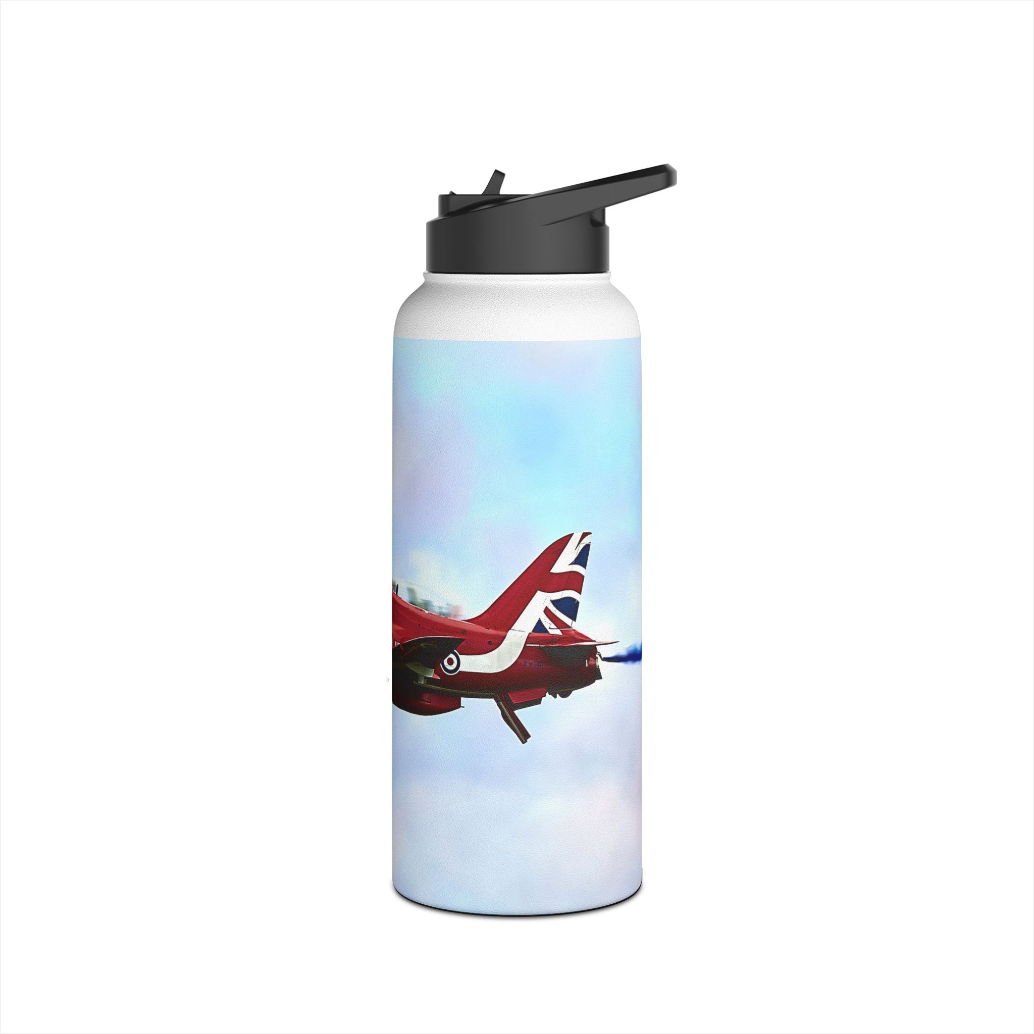 Red Arrows Cross Over Stainless Steel Water Bottle, Jet Design, Gift for Pilot, Travel Hydration, Airforce Lover, Outdoor Adventures, Red Arrows, RAF, British, Aviation,