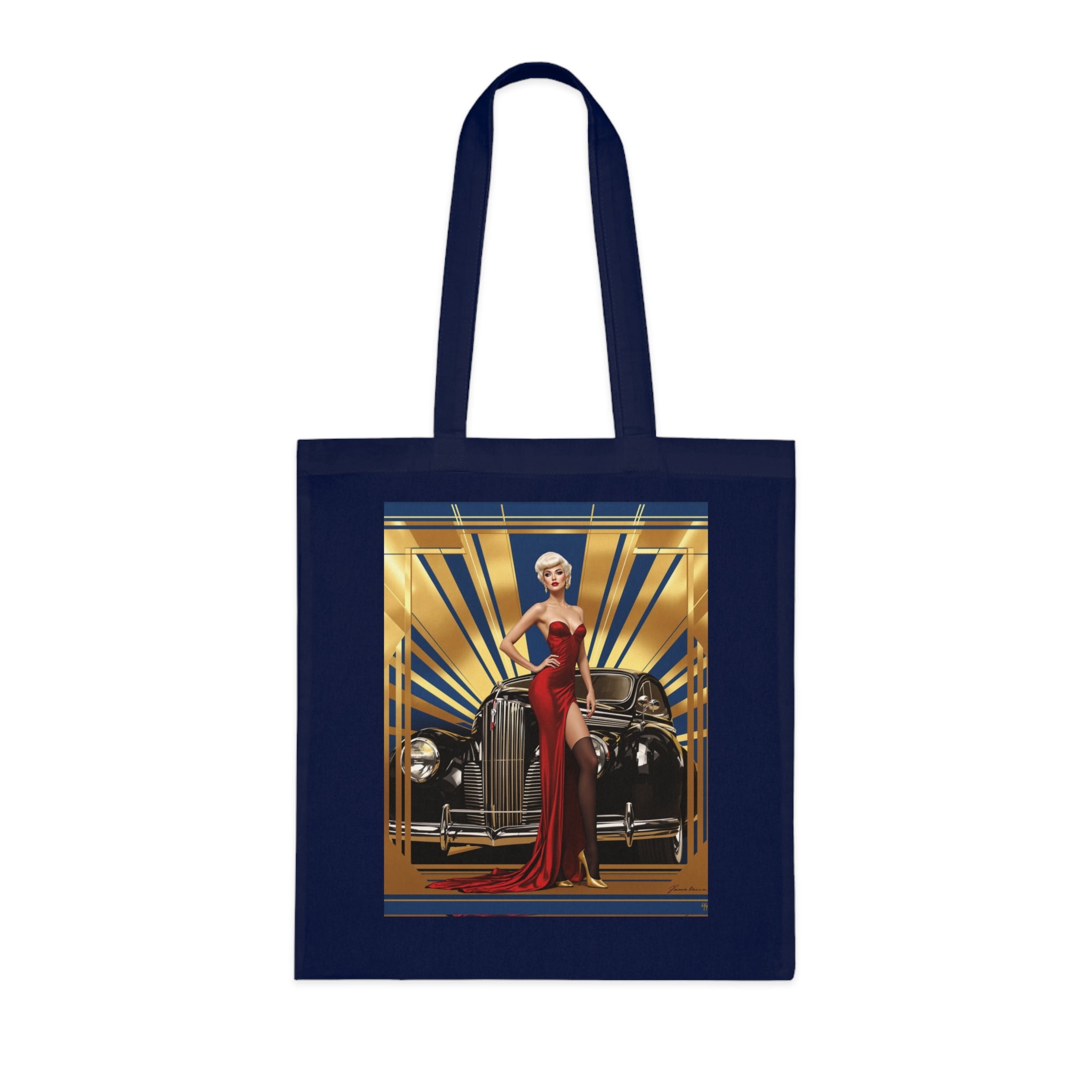 Vintage Glamour Cotton Tote Bag , Artistic Tote Bag