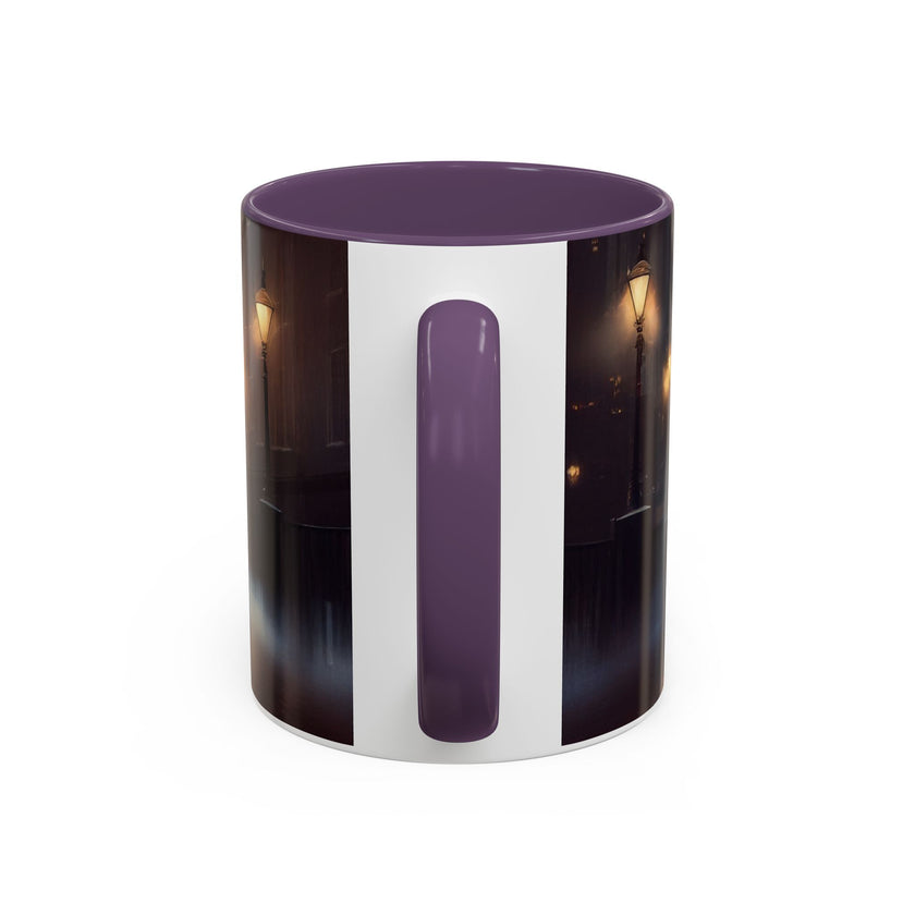 Elegant Red Dress Coffee Mug with city scene art, a stylish companion for tea or coffee.