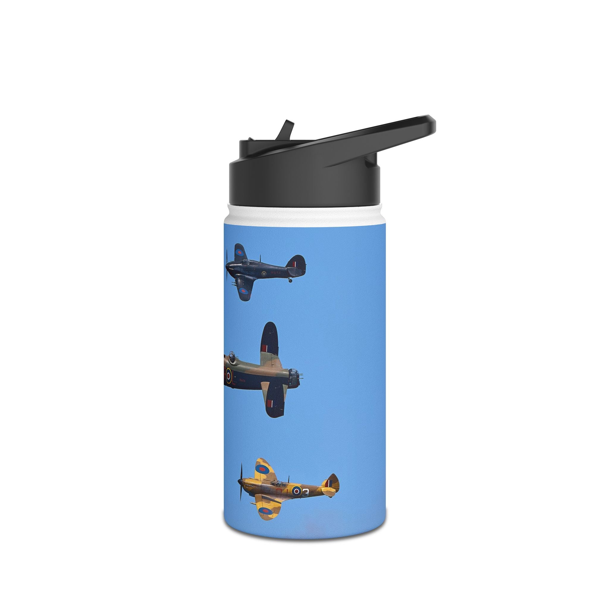 Battle of Britain Flight Stainless Steel Water Bottle, Jet Design, Gift for Pilot, Travel Hydration, Airforce Lover, Outdoor Adventures