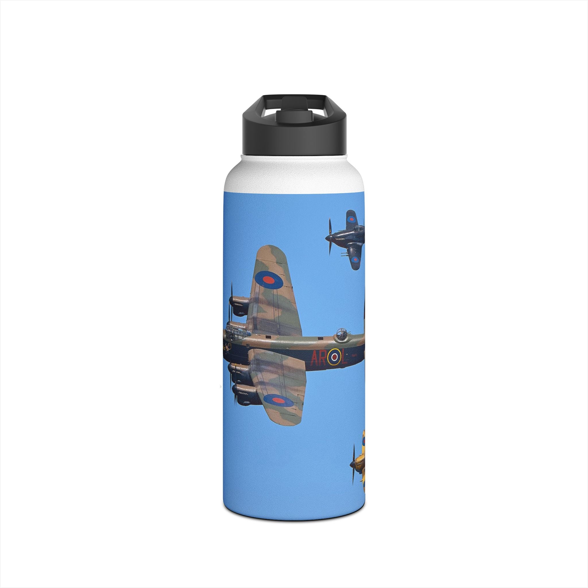 Battle of Britain Flight Stainless Steel Water Bottle, Jet Design, Gift for Pilot, Travel Hydration, Airforce Lover, Outdoor Adventures
