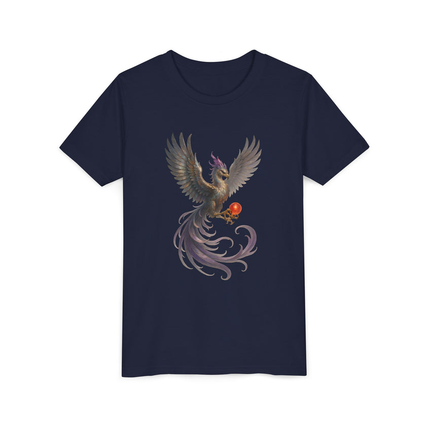 Youth Fantasy Phoenix Tee - Magical Short Sleeve Shirt for Kids