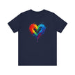 Rainbow Heart Short Sleeve Tee, T-Shirt for Him, Pride Shirt, Love Tee, Colorful Heart Design