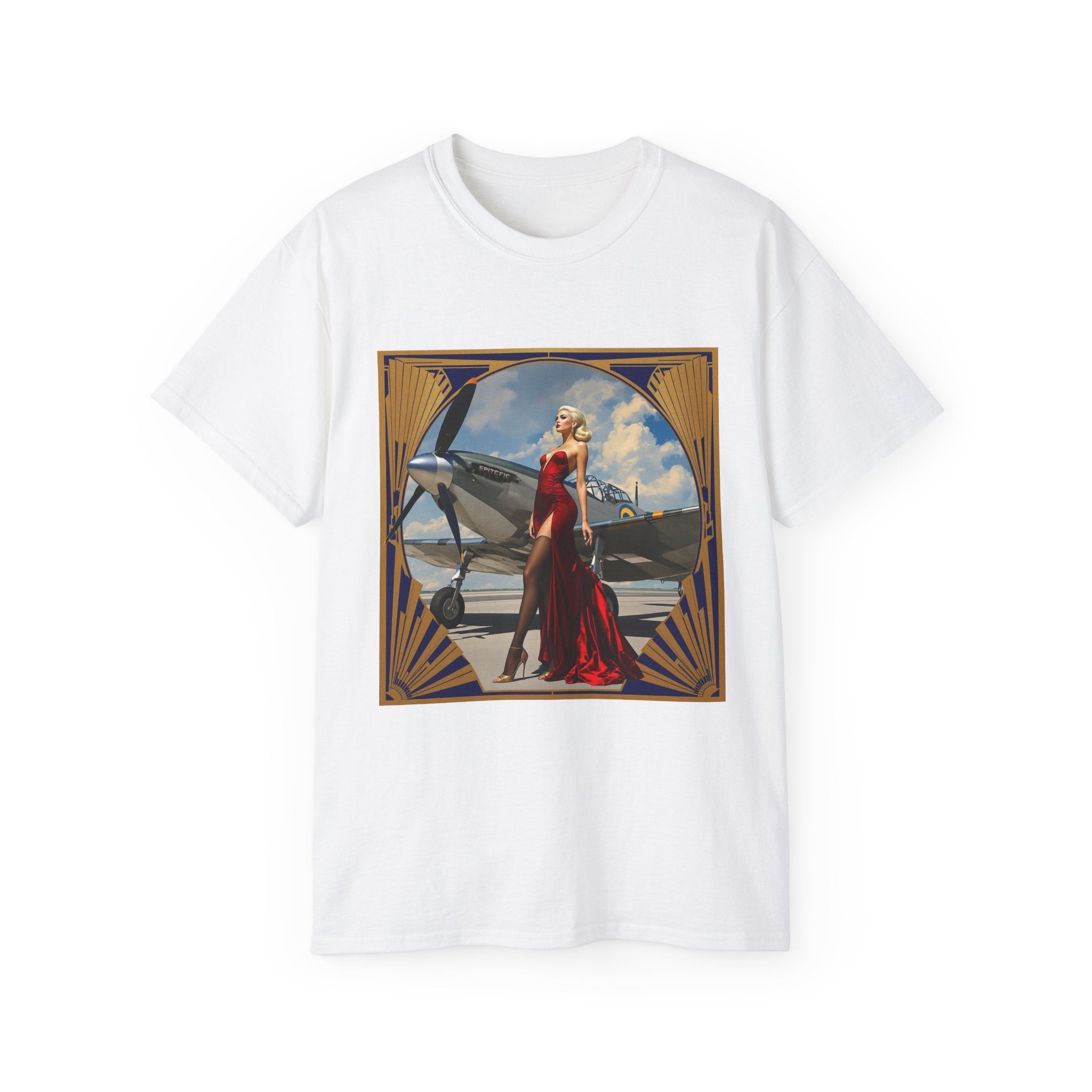 Vintage Glamour Aviation Tee, Retro Shirt, Unisex Graphic T-Shirt, Gift for Aviation Lovers, Art Deco Style Apparel