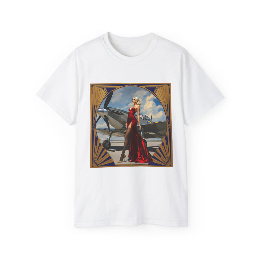 Vintage Glamour Aviation Tee, Retro Shirt, Unisex Graphic T-Shirt, Gift for Aviation Lovers, Art Deco Style Apparel
