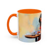 Artistic Red Dress Accent Coffee Mug - 11oz in use at a sunny garden picnic