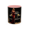 Lifestyle shot of Vintage Glamour Coffee Mug - 11oz on a kitchen table with coffee and pastries.