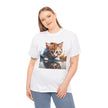 Cute Cat Unisex Heavy Cotton Tee, Cat Lover Gift, Animal Tee, Cozy Wear, Everyday Fashion, Fun Gift Idea