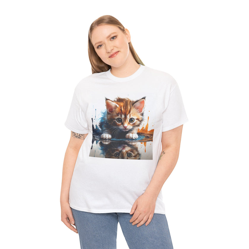 Cute Cat Unisex Heavy Cotton Tee, Cat Lover Gift, Animal Tee, Cozy Wear, Everyday Fashion, Fun Gift Idea