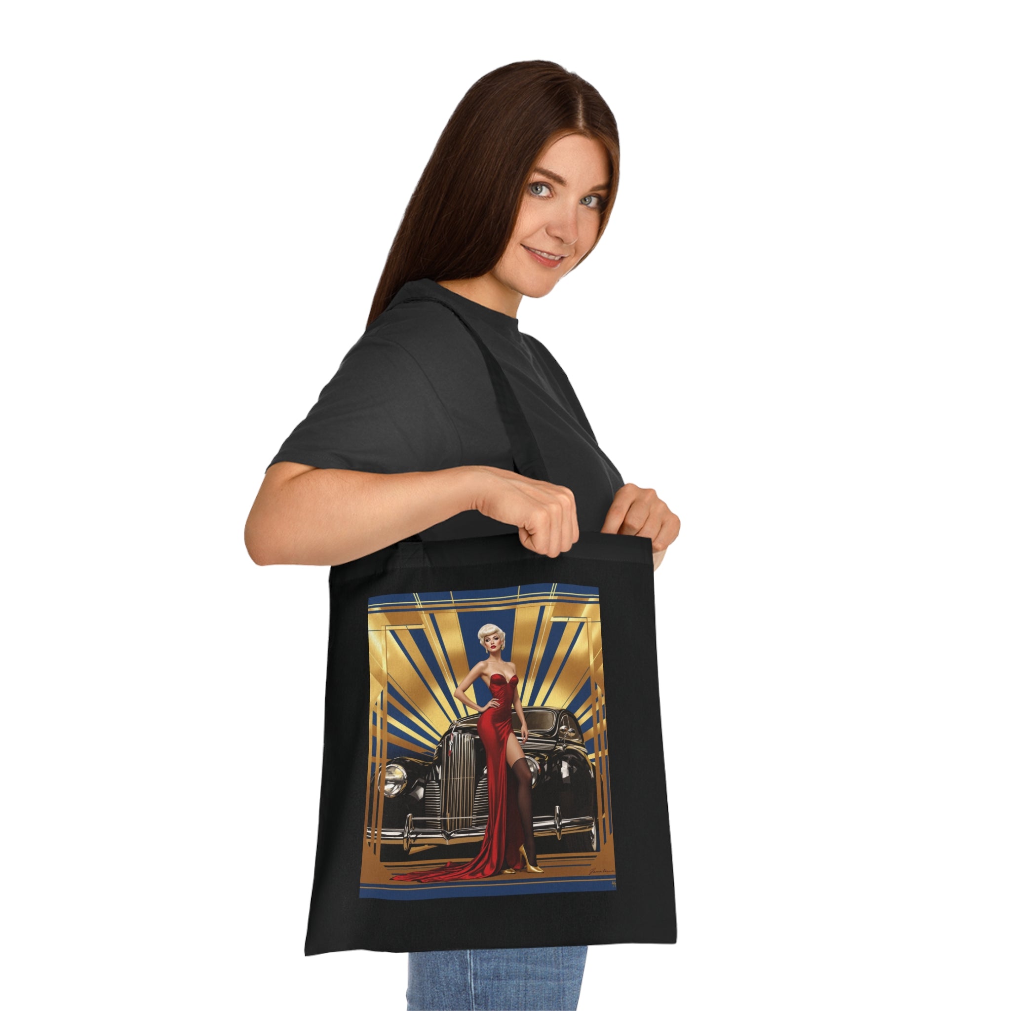 Vintage Glamour Cotton Tote Bag , Artistic Tote Bag
