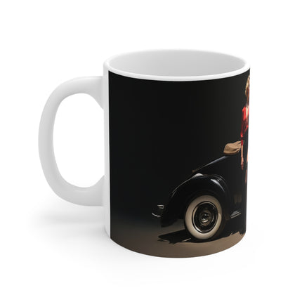 Glamour Woman, London Mug, Enthusiast Gift, Coffee Cup, Retro, Unique, Mug, Glamour, Retro, Woman, Dress, Red