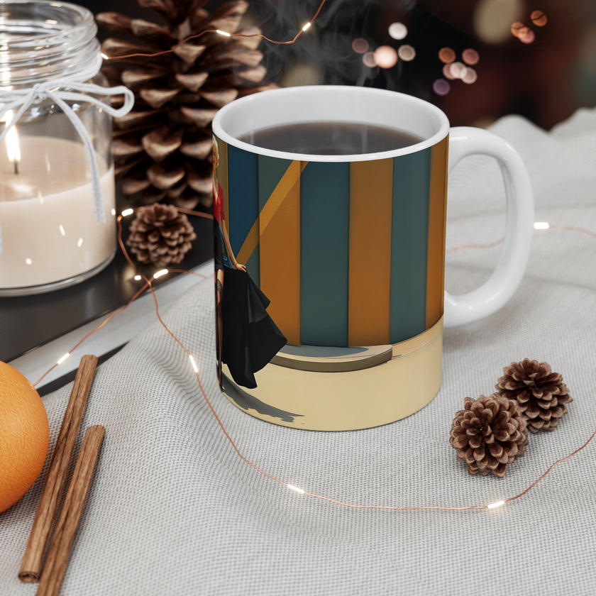 Vintage Glamour Blue Car London Mug, Enthusiast Gift, Coffee Cup, Retro, Unique, Mug, Glamour, Retro, Woman, Dress, Red