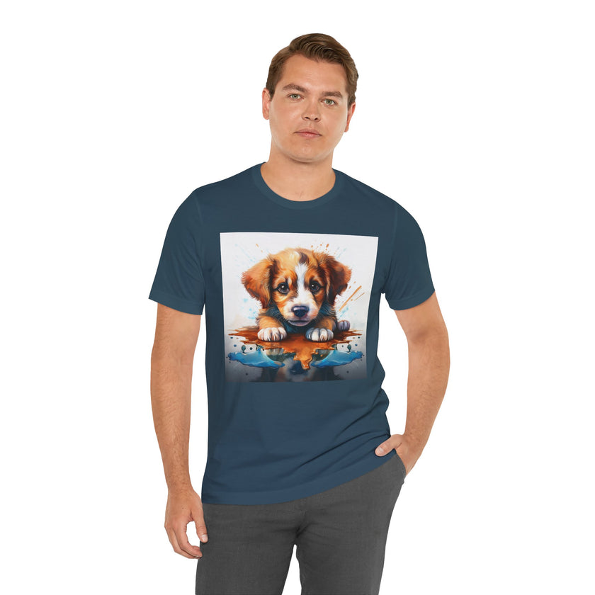 Adorable Puppy Art Tee, Cute Dog Lover's T-Shirt, Casual Gift for Animal Lovers, Gift for Him, Pet-Themed Apparel, Fun Birthday Gift
