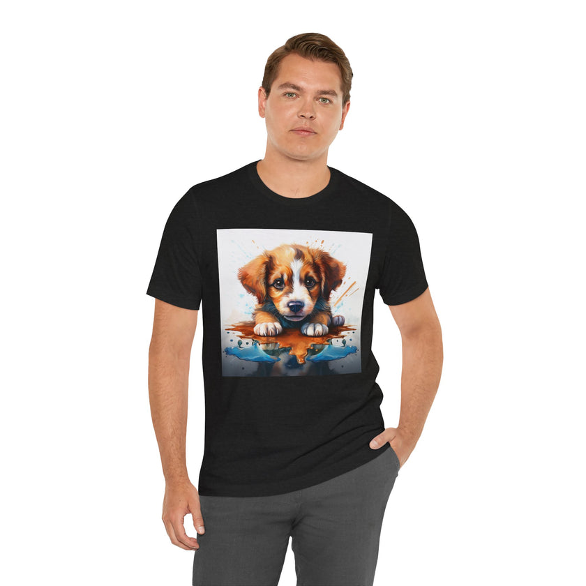 Adorable Puppy Art Tee, Cute Dog Lover's T-Shirt, Casual Gift for Animal Lovers, Gift for Him, Pet-Themed Apparel, Fun Birthday Gift