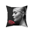 The Rose, Soft and Open, Mirrors Her Own Grace, Pillow Design