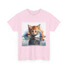 Adorable Cat Reflection Unisex Heavy Cotton Tee, Pet Lover T-Shirt, Animal Art Shirt, Cute Cat Gift for Her, Everyday Casual Wear