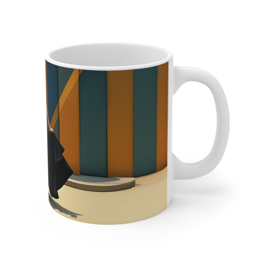 Vintage Glamour Blue Car London Mug, Enthusiast Gift, Coffee Cup, Retro, Unique, Mug, Glamour, Retro, Woman, Dress, Red