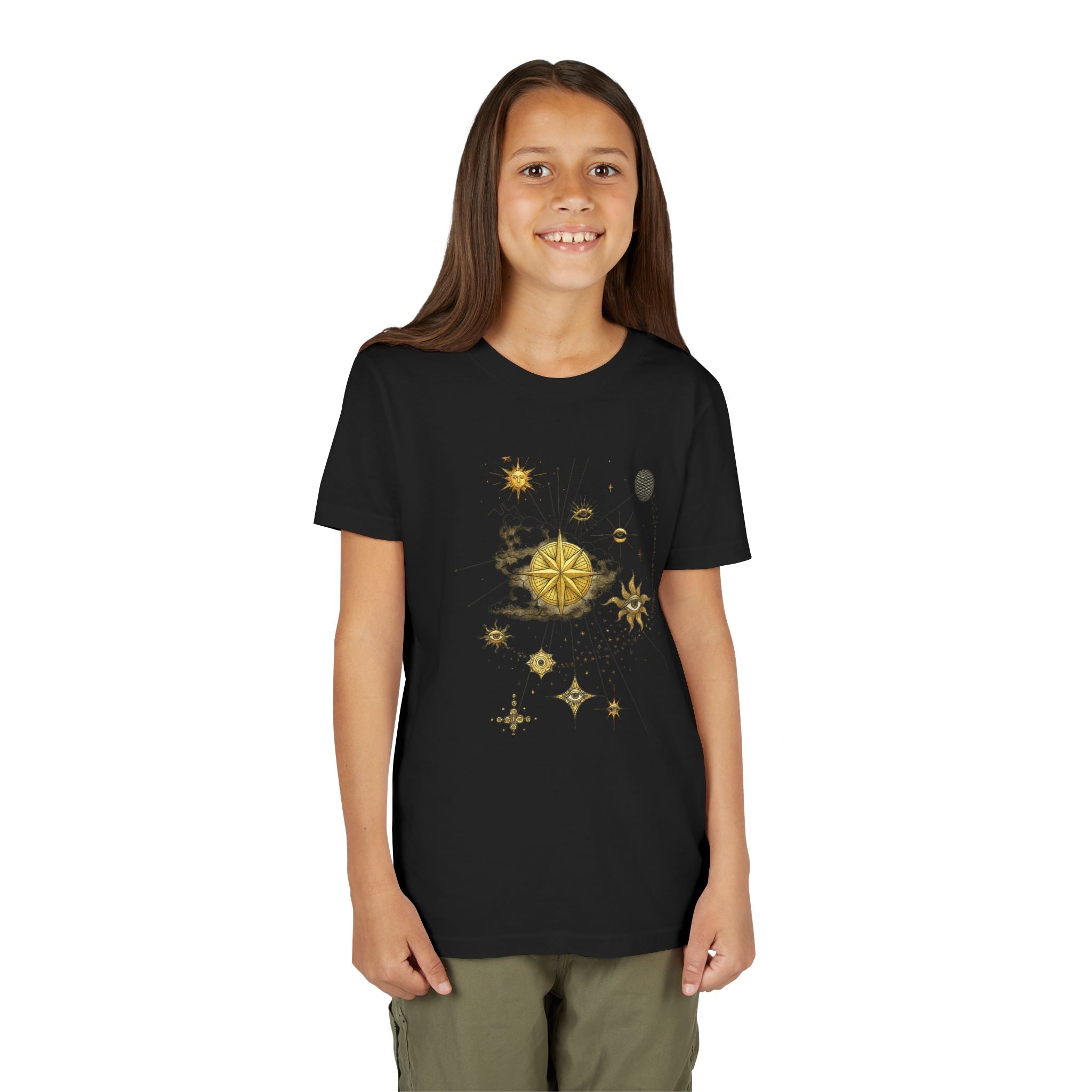 Celestial Compass Youth Tee - Astrology Inspired Short Sleeve Shirt