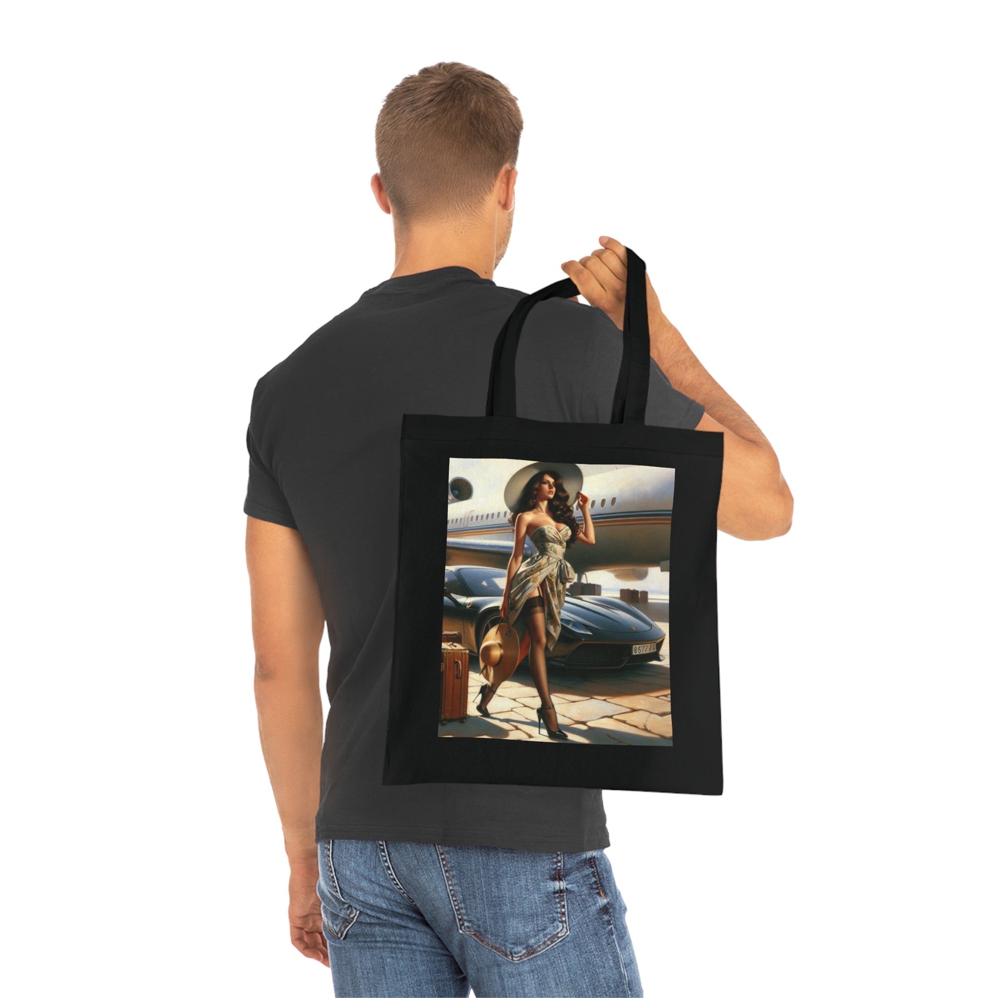 Chic Travel Cotton Tote Bag - Fashionable Design for Jetsetters