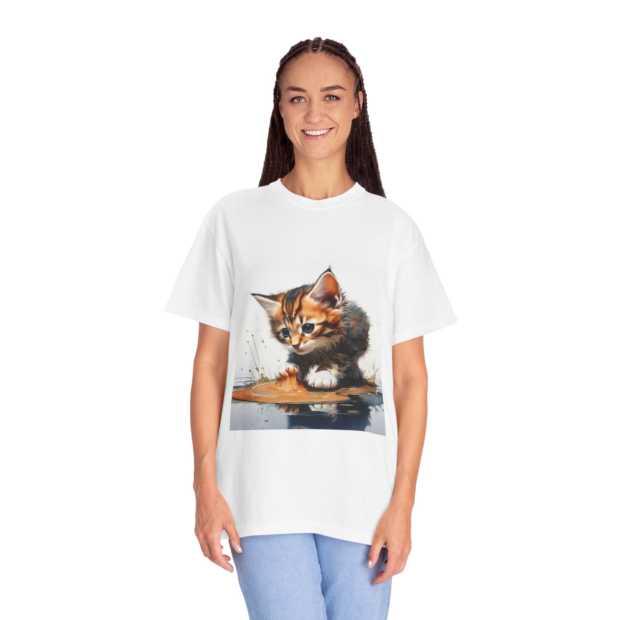 Kitten T-Shirt, Retro Fashion Tee, Stylish Casual Wear, Gift for Her, Trendy T-Shirt for Events