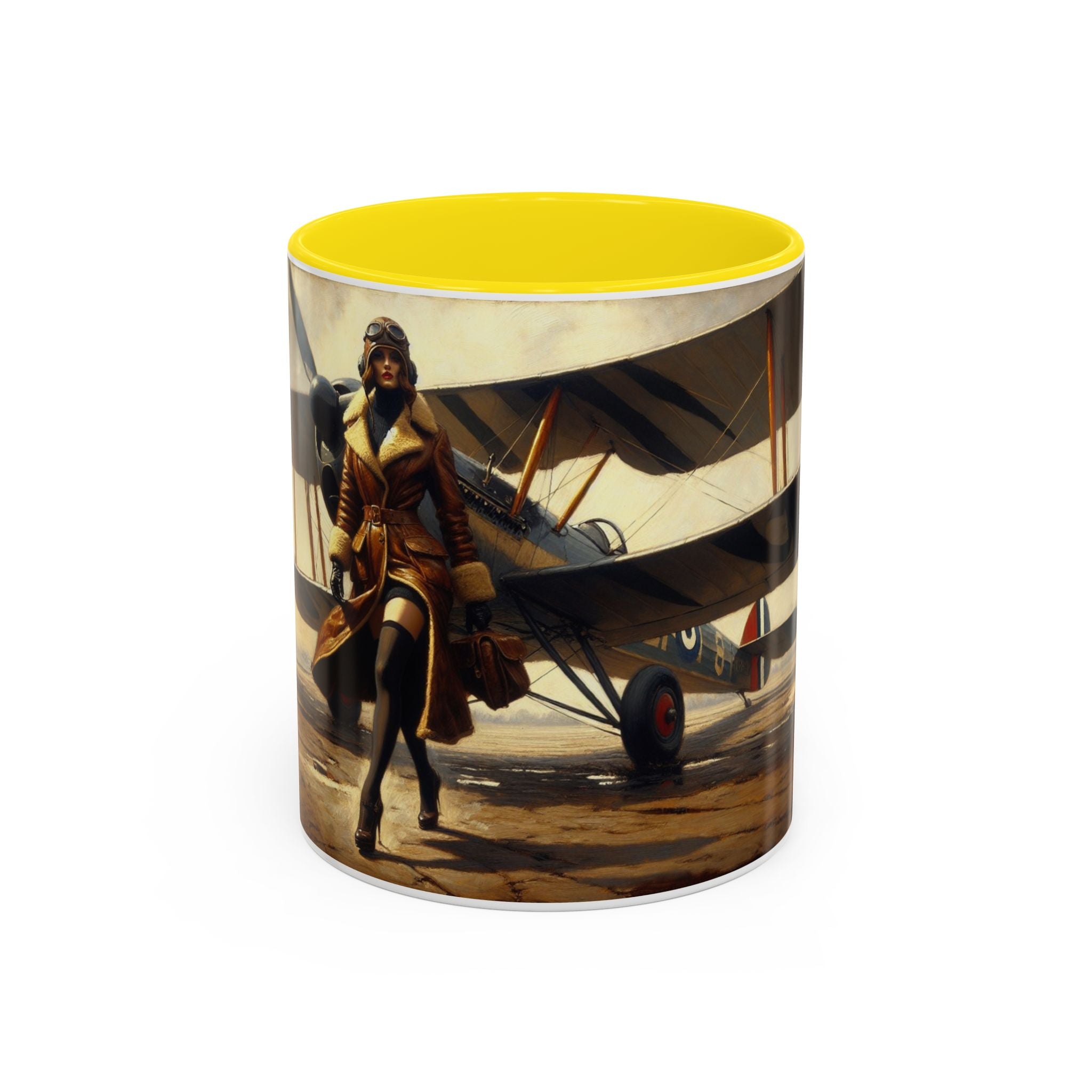 Vintage Aviator Accent Coffee Mug - 11oz, Vibrant Accent Coffee Mug