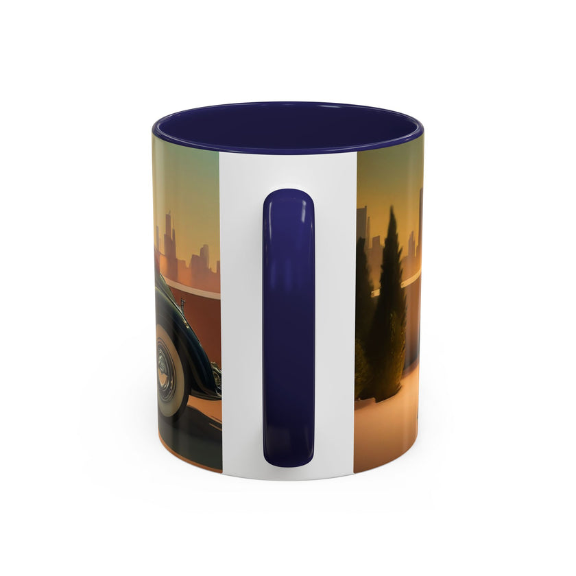 Decorative Vintage Glamour Accent Coffee Mug placed near a cozy couch.