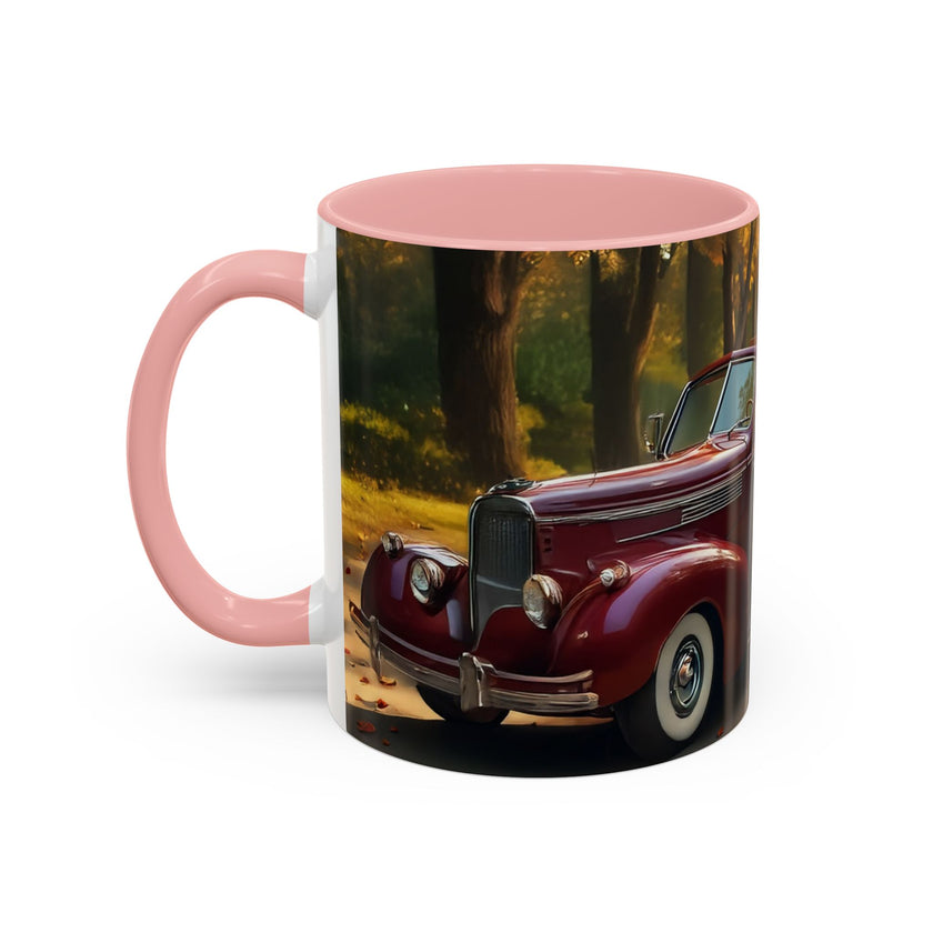 The lovely Vintage Autumn Vibes Coffee Mug next to a plate of pastries.