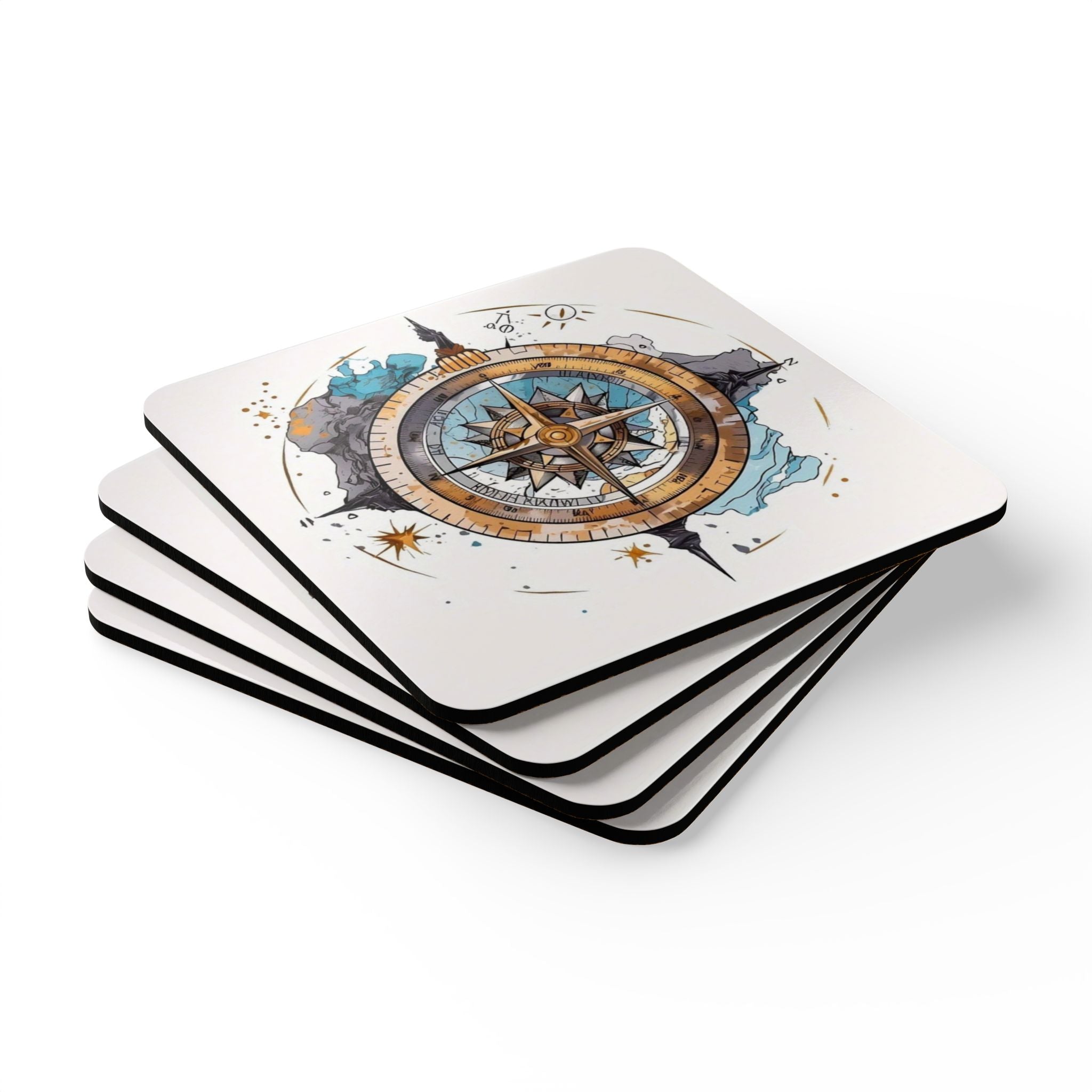 Nautical Compass Cork Coaster Set – Ideal for Home Decor and Gifts