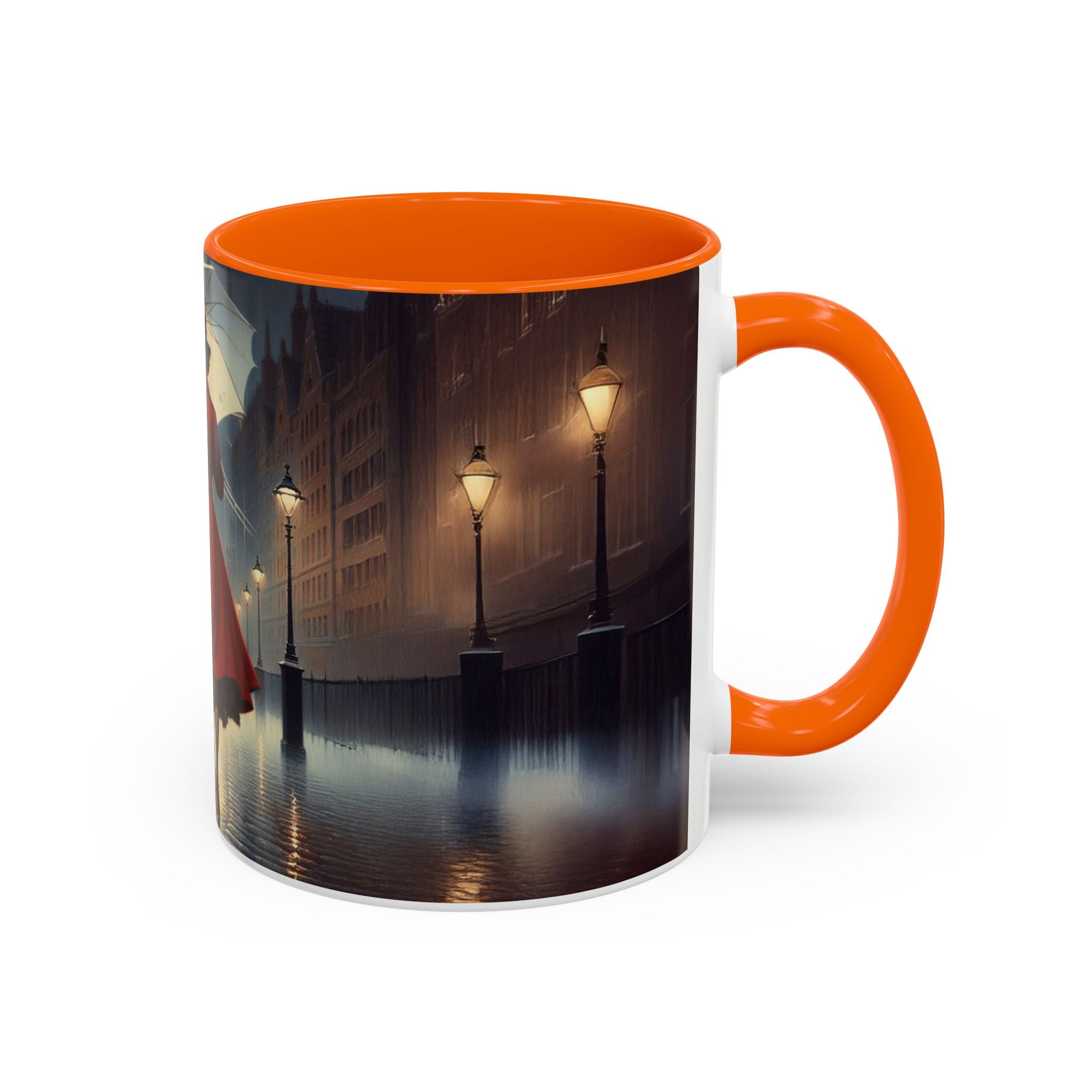 Elegant Red Dress Coffee Mug on a work desk, combining style with functional drinkware.