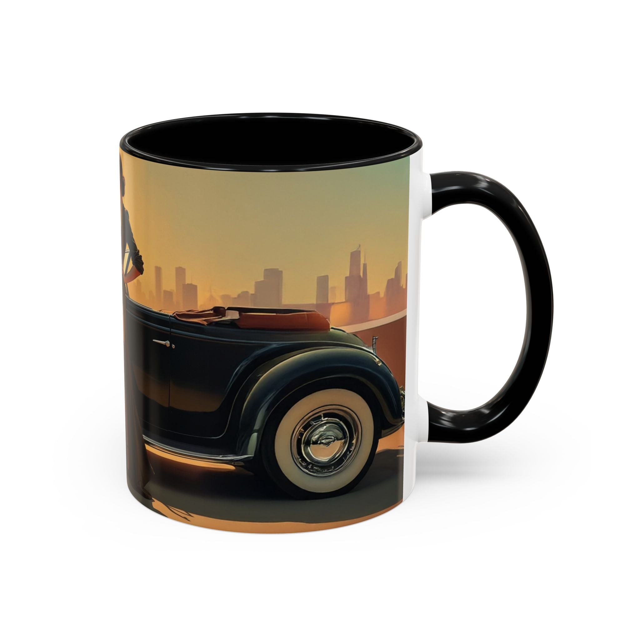 Vintage Glamour Accent Coffee Mug on display with colorful kitchen decor.
